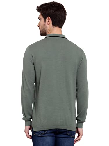Image of Kalt Mens Basic Solid Full Sleeves Polo Cotton Blend Knitted Regular Fit Polo-Neck T-Shirts with Collar Stylish