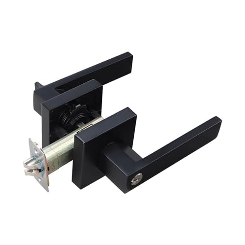 亜鉛合金3極ハンドルロック寝室ドアロック浴室ドアロックスクエアチャンネルハンドルロック木製ドアハンドルロック(Brushedsilver-ETwithkey)