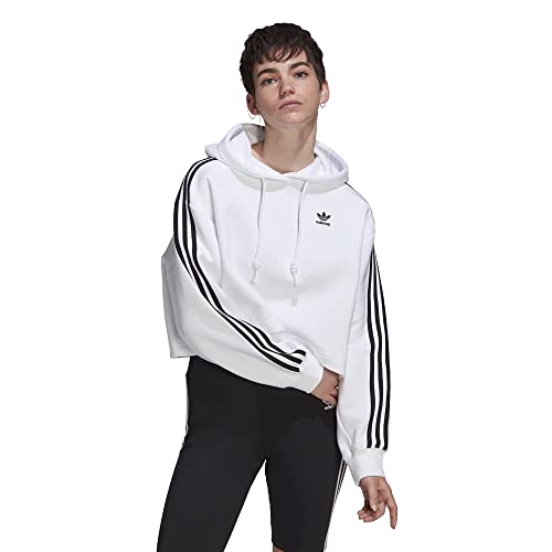 adidas Originals Women's Cropped Hooded Sweatshirt, White, X-Large