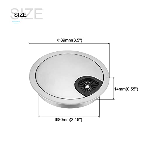 METALLIXITY Cable Cord Grommet (80mm/3.15") 2Pcs, Zinc Alloy Round Cable Hole Cover Wire Organizer - Image 2