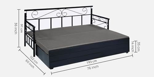 Image of 3 Seater Metal Sofa Cum Bed with Hydraulic Storage | Single Size Sofa Cuma Bed | 3 Seater Sofa Set, Metal Sofa Set for Living Room (Single Size (76 inch x 48 inch),Grey)