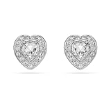 Swarovski Kolczyki zapinane na sztyft Ariana Grande x Swarovski, Szlify różnorodne, Serce, Białe, Powłoka z rodu