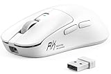 RK ROYAL KLUDGE RK MO3 Wireless Gaming Mouse, 48g Lightweight Computer Mouse, Bluetooth/2.4G/Wired Rechargeable PC Game Mice with Programmable Buttons and Silent Clicks, 6000 DPI for Laptop/Mac, White