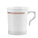 50 Heavyweight Disposable Plastic 8 oz. Coffee Mugs with Rose Gold Trim | Tea, Cappuccino, Espresso Cups with Handles (50-Pack) by Bloomingoods