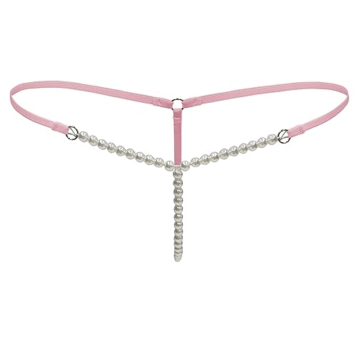 Taikmd Women's Pearls G-Strings Low Waist T Back Underpants Bikini Thongs Ladies Underwear String Knickers Adults Briefs Low Rise Panties (Pink) #TOP3