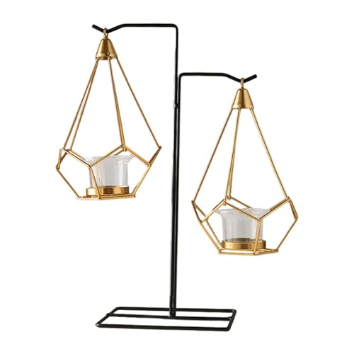 Hogvinnatil Portavelas de hierro con forma de cesta de té, lámpara de vela vintage con cristal, centro de mesa romántica, adorno para dormitorio, salón,