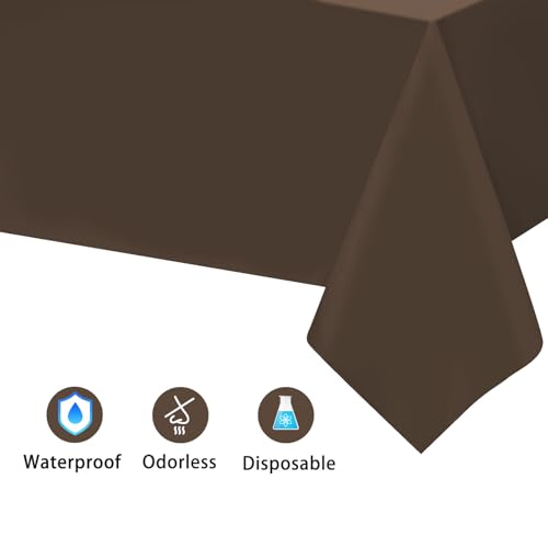 Image of Kopokita 6 Pack Brown Plastic Tablecloths Disposable 54 x 108 Inch