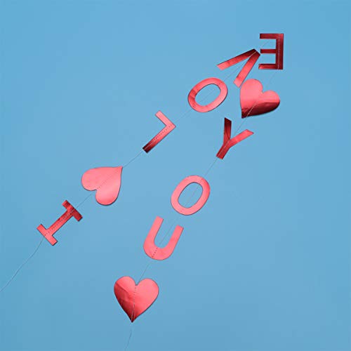 STOBOK 5 Peças de Decoração de Guirlanda Do Dia Dos Namorados Eu Te Amo Pendurado Banner Papel Glitt