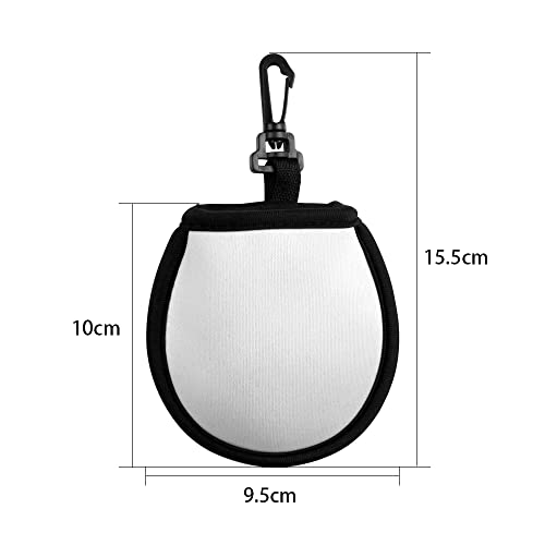 GOLTERS Portable Pocket Golf Ball Cleaner Golf Ball Washer Pouch Black Plastic Clip 2pcs White