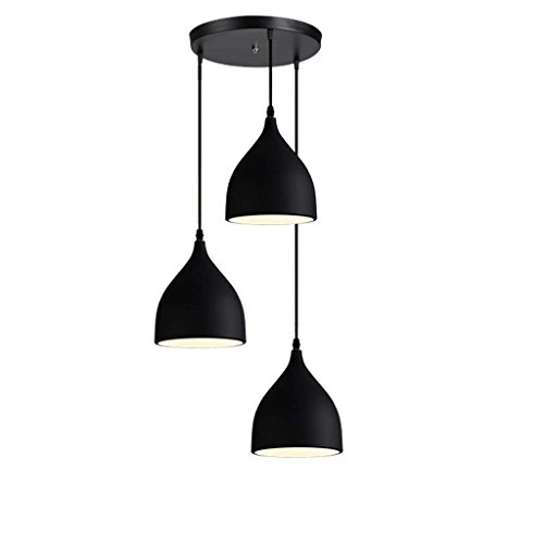 Lámpara colgante triple color negro con estilo moderno