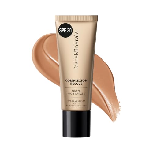 Image of bareMinerals Complexion Rescue Tinted Moisturizer with SPF 30, Hydrating Tinted Mineral Sunscreen with Hyaluronic Acid, Sheer-to-Light Coverage, Multi-tasking, Skincare Infused Makeup