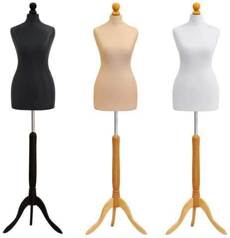 Female Tailors Dummy Size 8-10 Fashion Student Dressmaker Display Bust Mannequin (White Dummy + White Stand)