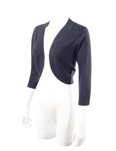 Image of Allsense Women's 3 /4 Sleeve Bolero Shrug for Dresses | Open Front Cropped Cardigan, Lightweight Knit Dress Cover Up