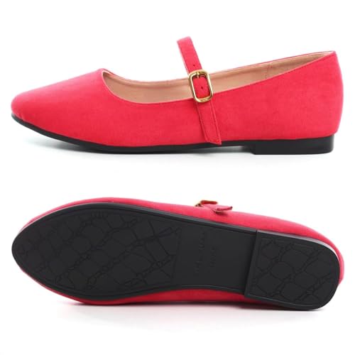 Image of LUXINYU Women's Slip on Flats,Classy Round Toe Solid Classic Mary Jane Ballet Dance Shoes Soft Comfortable PU Flat Shoes