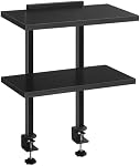 MAHANCRIS Clamp On Desk Organizer, 2-Tier Desktop Bookshelf, Adjustable Desk Storage Shelf, Metal Frame, for Office, Study and Game Room, Black DSBK3501