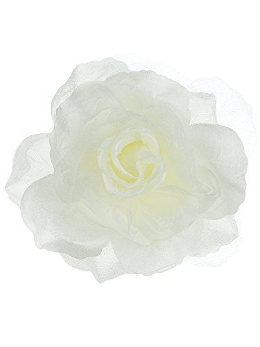 Image of Women's Multifunction Rose Flower Sheer Petal Brooch Pin Hair Tie Clip