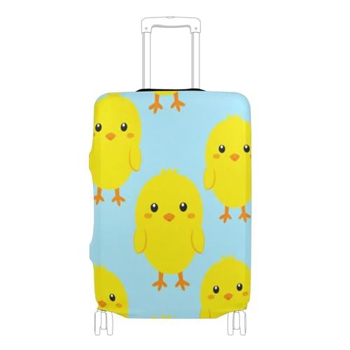 Joisal Luggage Protector Suitcase Cover Cute Baggage Prints Travel Luggage Accessories Cute Yellow Chick Blue, L, Fits 26-28 Inch Case