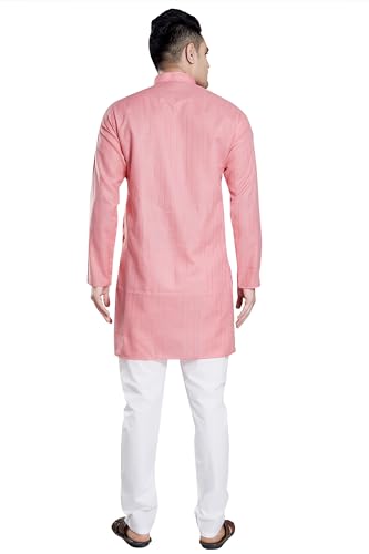 Image of DIVISIVE Men's Self Zari Line Cotton Blend Slim Fit Kurta Pyjama Set