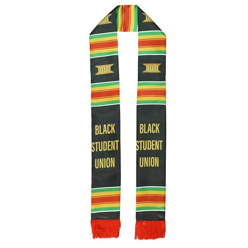 Black Student Union Scarf African American Graduation Stole Scarf with Red Tassels2