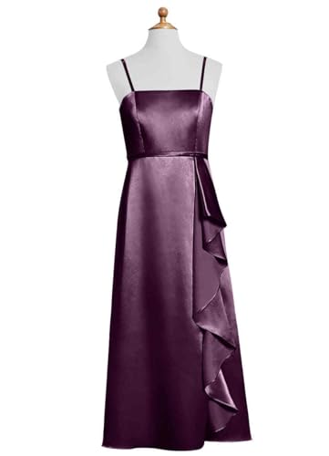Satin Juniors Bridesmaid Dresses with Slits Spaghetti Straps Flower Girl Dresses Wedding Party Dress Jrswiol0022