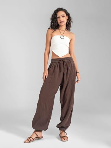 The Veshti Company Women’s Boho Cotton Harem Pants – Soft Lounge Yoga Pants – Fit Trousers with Drawstring4