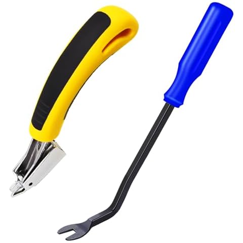 Sunxeke 2Pcs Heavy Duty Upholstery and Construction Staple Remover with Upholstery and Construction Staple Puller Tack Puller Tool, for Furniture, Floor,Photo,Carton Frame Cover
