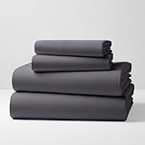 Mellanni 100% Cotton 4 Piece Flannel Sheets Set - Deep Pocket - Warm - Super Soft - Breathable Bedding (Queen, Gray)
