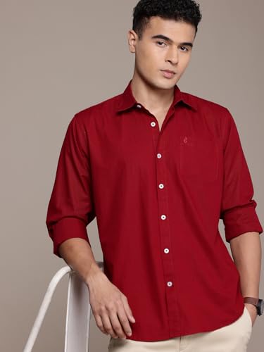 Image of Men's Cotton Linen Solid Shirt | Slim Fit Full Sleeve Casual Shirt | Lightweight | Breaethable | Stylish