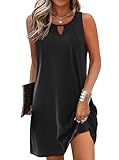 AI'MAGE Womens Sleeveless Swimsuit Cover Up Tank Bathing Suit Coverups T Shirt Beach Dress (Black,Small)