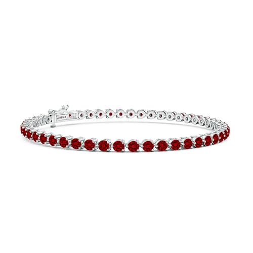 Angara Lab Grown Round Ruby Link Tennis Bracelet in 14K Solid Gold | Birthday, Engagement, Anniversary, Wedding Jewelry Gift for Women