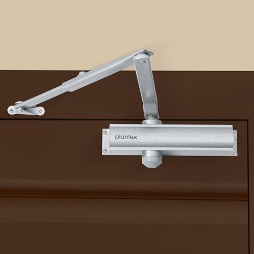 Image of Plantex Hydraulic Automatic Door Closer /Aluminium Door Closer for Wooden Door /Soft Close Door Closer for Hotel /Home /Office - ISO 9001 Certified (MI-200, Capacity - 55 kg, Silver)