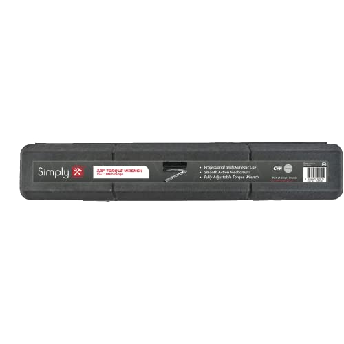 Simply Tools TSET28 3/8" Ratchet Torque Wrench, Reversable Ratchet Head 19-110Nm for Car Bike & General Repairs