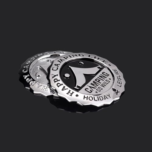 Image of Camping Metal car Emblem car Stickers Metal 3D -Happy Camping Life-Decorative Stickers Fan car Rear Logo Side Logo (Sliver)