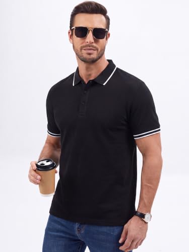Camiseta polo para hombre de manga corta en mezcla de algodón, estilo clásico casual para golf | Material suave y transpirable, con tecnología antitranspirante, lavable a máquina miniatura 6