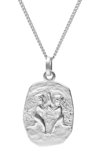 trendor Sternzeichen Zwilling Halskette Silber 925 eleganterTierkreiszeichen Anhänger für Damen oder Herren, Halsschmuck aus Sterlingsilber 15330-06-50 50 cm