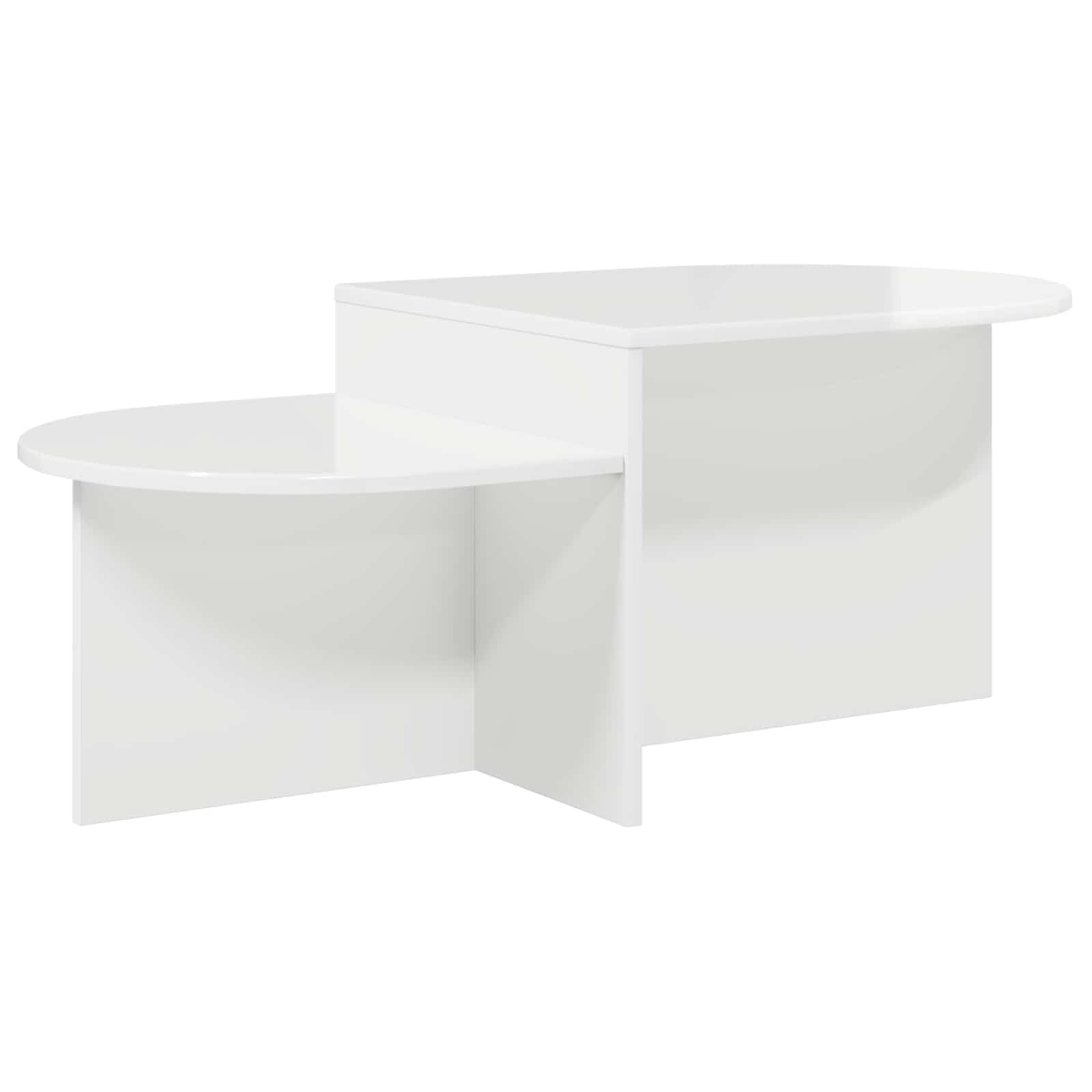 Tavolino da caffè bianco lucido, 100 x 50 x 40 cm, in legno | Moderno tavolo da soggiorno con molto spazio per riviste e decorazioni, ripiano facile da pulire dal design elegante.