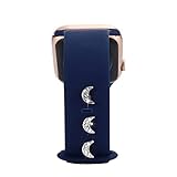 3Pcs Bling Metal Decorative Nails Studs Compatible with Apple Watch Band 45/44/42/41/40/38mm Silicone Bands for Women iWatch Series 7 6 5 4 3 2 1 Se Stylish Personalize SmartWatch Accessories (Moon, Silver)