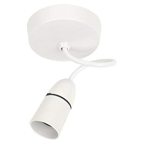 A1SONIC® 6-Inch Ceiling Rose and Light Pendant Set Lamp with White Plastic Light Bulb Holder Cover