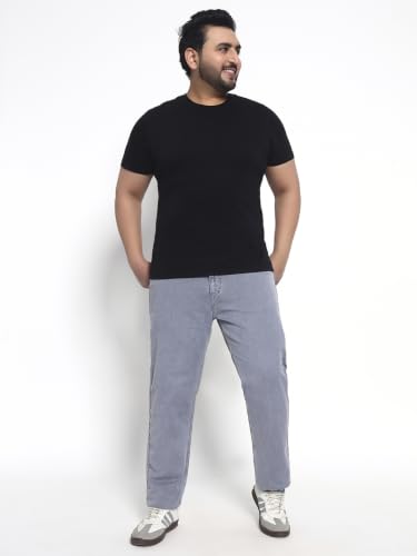 Image of Cotton Comfort Fit Jeans for Men | Full-Length Solid Denim Pants with Button Closure, Embroidered Design, Mid-Rise Casual Trousers for Daily | Classic Jeans for Office Bottoms (DI-249)