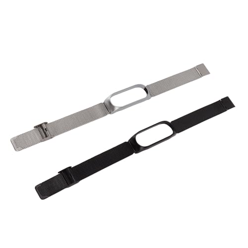 TARSHYRY Correa de Reloj de Acero Inoxidable de 2 Piezas para Mi Band 3 4 5 6 - Correa de Repuesto Gris Negra con Fácil Instalación y Diseño Elegante