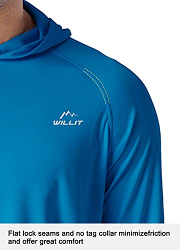 Willit Men's Upf 50+ Sun Protection Hoodie Shirt Long Sleeve Rash Guard Fishing Spf Outdoor Uv Shirt Lightweight Brilliant Blue M #TOP2