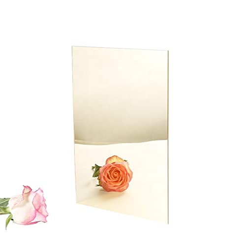 Image of 2MM Acrylic Mirror Sheet, 1 /16'' Gold 12 inch x 12 inch Mirrored Acrylic Lucite Plexiglass Sheet (Actual Size 11.875 inch x 11.875 inch)