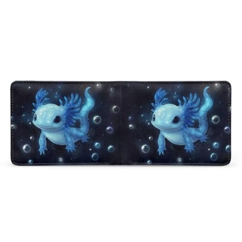 Image of Coldinair Axolotl Leather Wallets for Boys 6-12 Blue Bifold Wallet for Teen Boys,Cool Credit Card Cash Id Holder Rfid Blocking Small Wallets with Coin Pocket