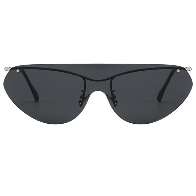bullabulling Fashion Y2k Polarized Sunglasses Women One Piece Vintage Punk Metal Frame Rimless Oversized Shades UV4002