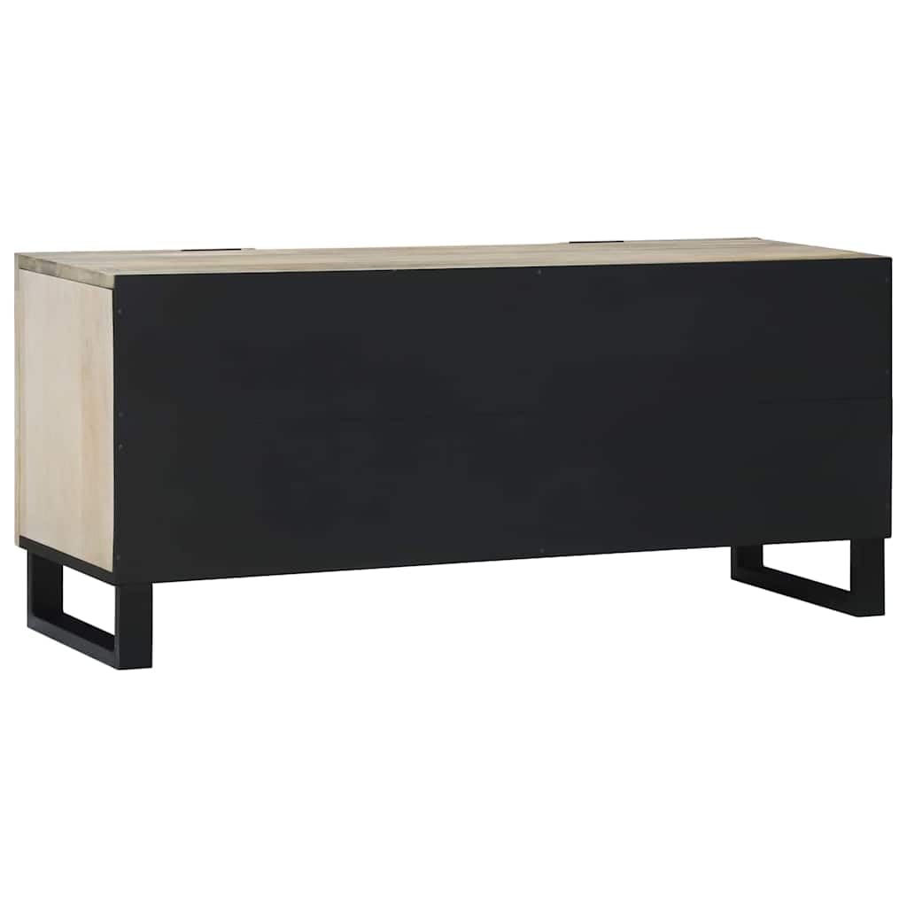 Mueble de TV montado en la pared, color blanco, 105 cm, de madera, moderno mueble de TV con estantes de almacenamiento, unidad de TV de pared para sala de estar, fácil montaje en pareja.