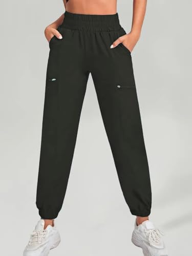 Image of LERIYA Fashion Women's Joggers - Soft High Waist Straight Fit Pants | Comfortable Polylyrca Trousers Travel
