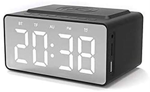 Digitaler Wecker, Nachtside-Radio-Alarm-LED-Wecker-WLAN-Ladeuhren Bluetooth-Lautsprecher-Uhr-Strombank wasserdichte Uhr (Color : Default)