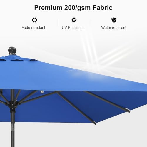 Image of PURPLE LEAF Patio Market Umbrella 8' x 8' Square Dual Tilt Sky Blue 8 Ribs