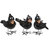 Crow figurines set of 3 carved look 4 inch  urban country home decor