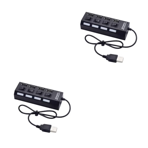 2pezzi Hub Porte Con Interruttore Indipendente Hub Compatto e Per Collegare Dispositivi Come Tastiere Mouse e Webcam Per Casa e Ufficio leggero usb nero